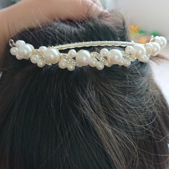 Ivory Pearl and Rhinestone Comb Wedding Hair Accessory main image 7